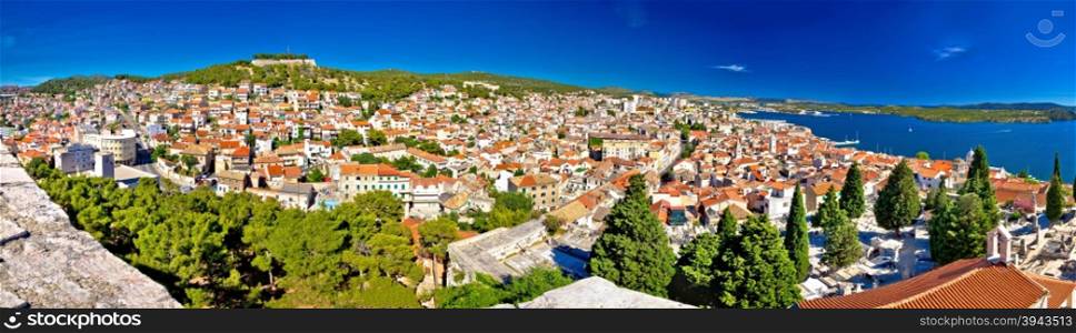 City of Sibenik rooftops panorama, Dalmatia, Croatia