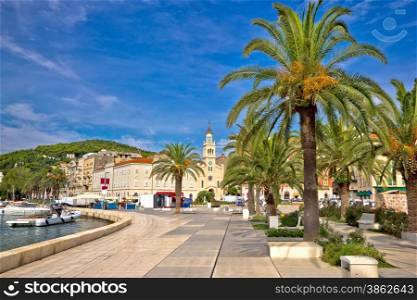 City of Split palm waterfront view, Dalmatia, Croatia