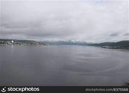City of Tromso, Norway, View of mountains, buildings, churches and fjords