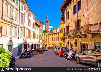 City of Verona colorful steet view, tourist destination in Veneto region of Italy