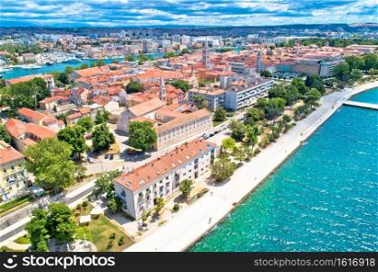 City of Zadar historic landmarks aerial panoramic view, tourist destination in Dalmatia region of Croatia