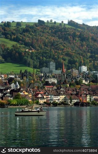 City of Zug in Switzerland. Taken from across the lake of Zug.