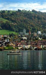 City of Zug in Switzerland. Taken from across the lake of Zug.