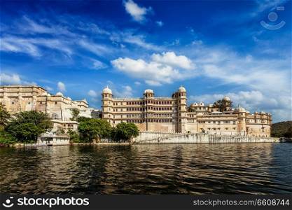 City Palace view from the lake. Udaipur, Rajasthan, India. City Palace view from the lake. Udaipur, Rajasthan