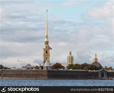 City panorama of the Peter and Paul Fortress and the Cathedral