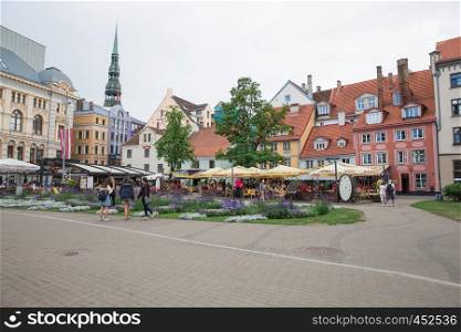 City Riga, Latvia. Old town, city center, peoples and architecture. Streets and nature 2018. Travel photo.
