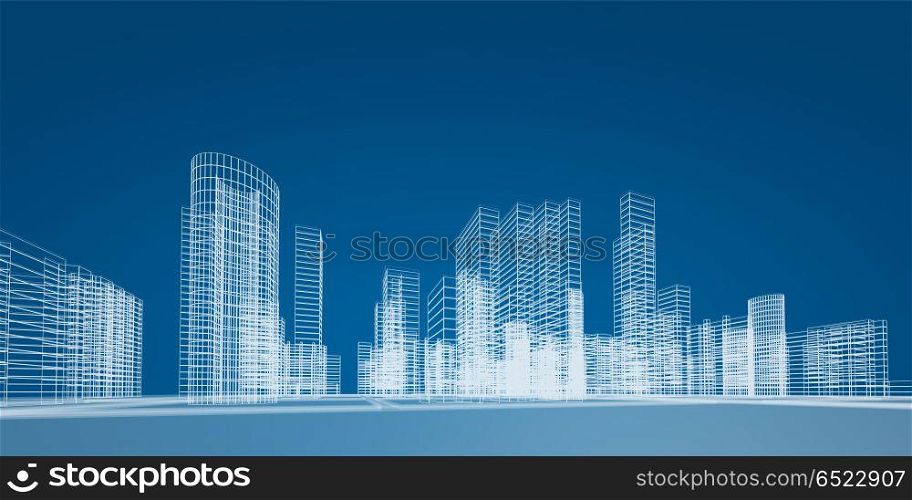 City scene 3d rendering. City scene. 3d rendering image abstract modern. City scene 3d rendering