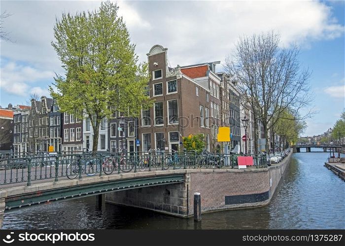City scenic from Amsterdam in spring in the Netherlands