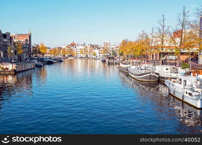 City scenic from Amsterdam in the Netherlands in autumn