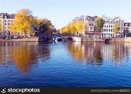 City scenic from Amsterdam in the Netherlands in autumn