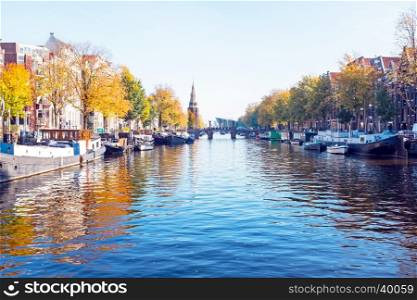 City scenic from Amsterdam in the Netherlands in autumn