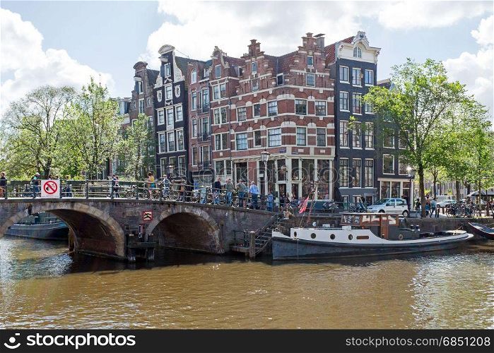 City scenic in Amsterdam the Netherlands at the Prinsengracht