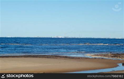 City Severodvinsk. View from the sea .White Sea .Russia, Arkhangelsk region.