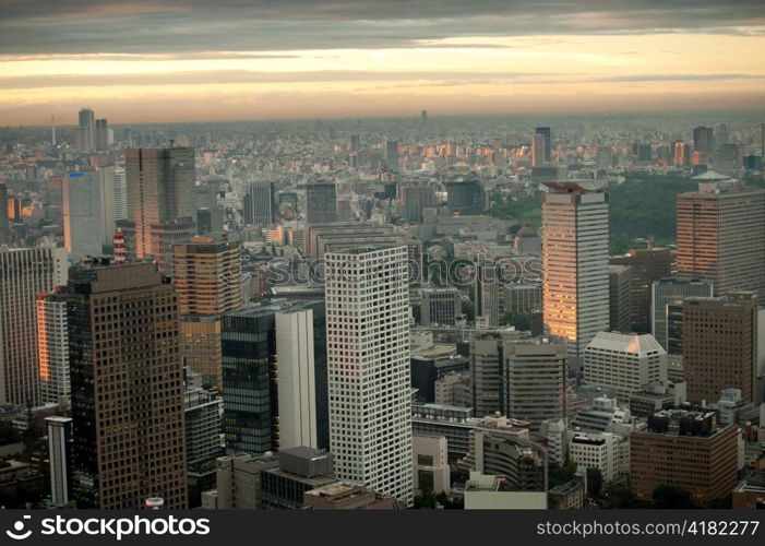 City skyline viewed from the Tokyo Tower, Minato Ward, Tokyo, Japan