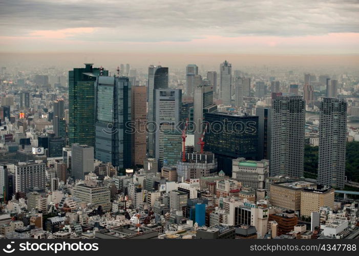 City skyline viewed from the Tokyo Tower, Minato Ward, Tokyo, Japan