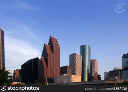 City skyscraper downtown buildings urban view Houston Texas