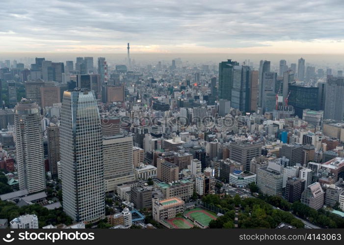 City skyscrapers viewed from the Tokyo Tower, Minato Ward, Tokyo, Japan