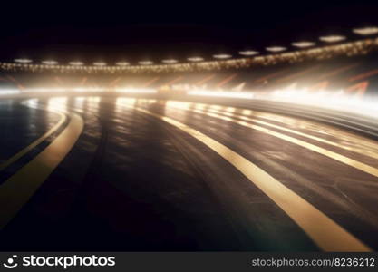 City speed race track. Street tunnel. Generate Ai. City speed race track. Generate Ai