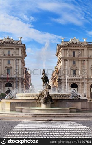 City square with fountain in the Rome, Italy&#xA;