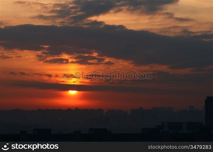 city sunset morning outdoor background