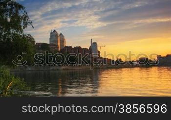 City time lapse on sunset.