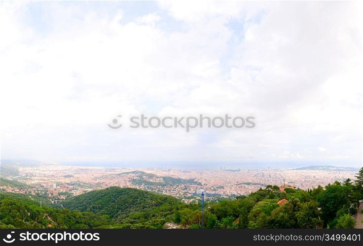 city view from Tibidabo park, Barcelona, Spain
