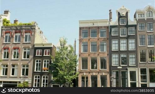 City view of Amsterdam, Holland with its traditional houses