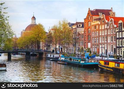 City view of Amsterdam, the Netherlands on a sunny day