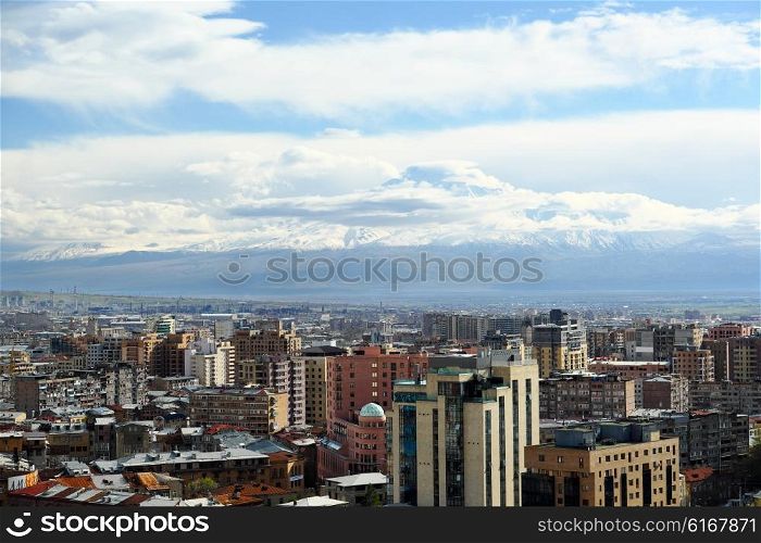 City view of Yerevan and Ararat mountain