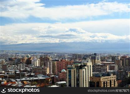 City view of Yerevan and Ararat mountain