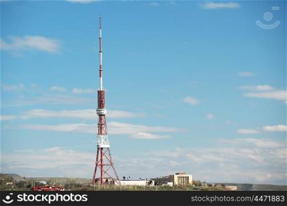 City view of Yerevan with antenna tower
