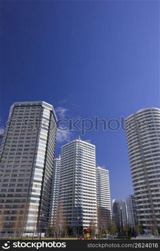 city view on blue sunny day