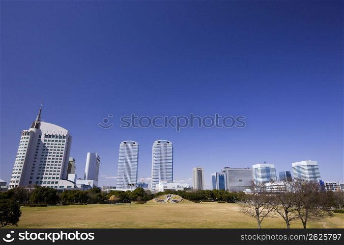 city view on blue sunny day