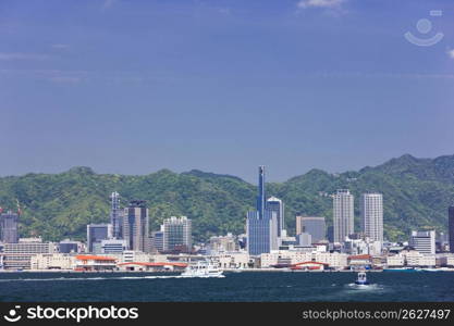 city view on blue sunny day