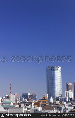 city view on blue sunny day