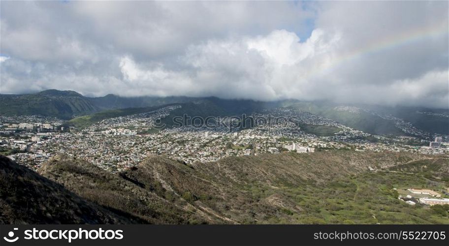City viewed from Diamond Head, Kapahulu, Honolulu, Oahu, Hawaii, USA