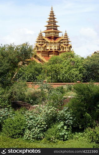 City wall and pagoda in Old Bagan, Myanmar, Burma