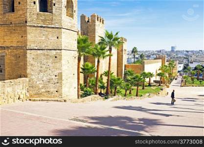 City wall from old Rabat in Morocco Africa