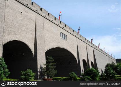 City wall in the ancient city of Xian China