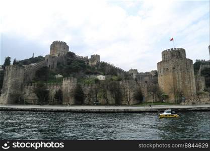 City walls of Constantinople. City walls of Constantinople near a river in Turkey