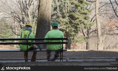City workers on break in New York City