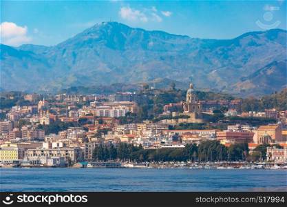 Cityscape and harbor of Messina, Sicily, Italy. Messina, Sicily, Italy