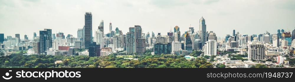 Cityscape and high-rise buildings in metropolis city center . Downtown business district in panoramic view .. Cityscape and high-rise buildings in metropolis city center