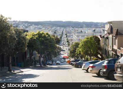 cityscape and urban concept - view of san francisco city street. view of san francisco city street