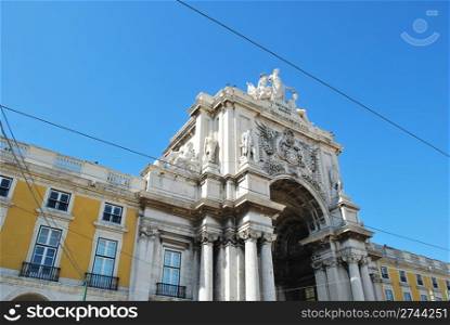 cityscape in Lisbon of Commerce Square, Portugal