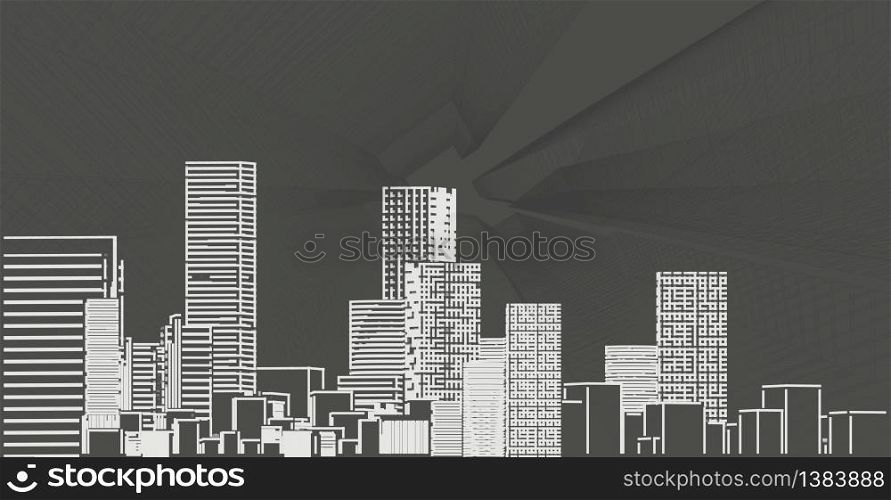 Cityscape modern architecture, office building cityscape background. Skyscraper sketch drawing.