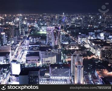 Cityscape night, Bangkok bird eye view