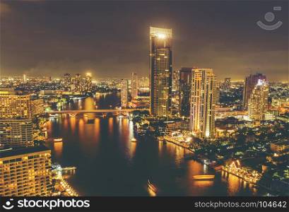 cityscape of Bangkok at night, Thailand