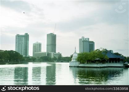 Cityscape of Colombo at sunset. Sri Lanka
