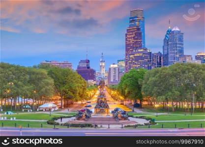 Cityscape of downtown skyline Philadelphia in Pennsylvania, USA 